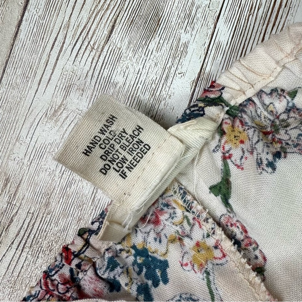Romantic Gypsy Floral Maxi Dress Size Large in Cream Flowy Boho - Picture 9 of 10